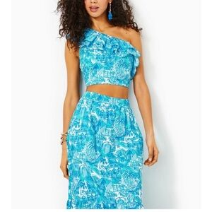 NWT Kasida Ruffle Set in Amalfi Blue Sunny State of Mind